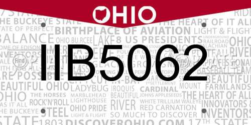IIB5062 Ohio License Plate