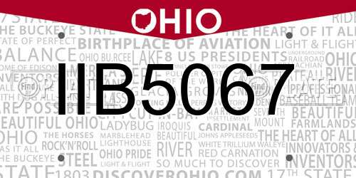 IIB5067 Ohio License Plate