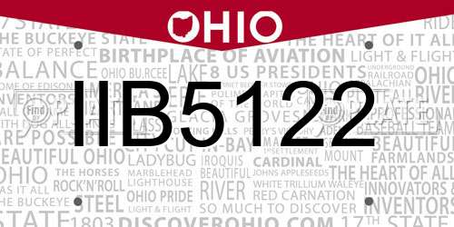 IIB5122 Ohio License Plate