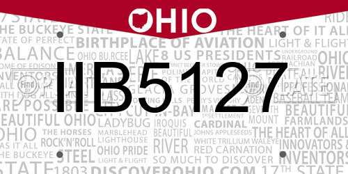 IIB5127 Ohio License Plate