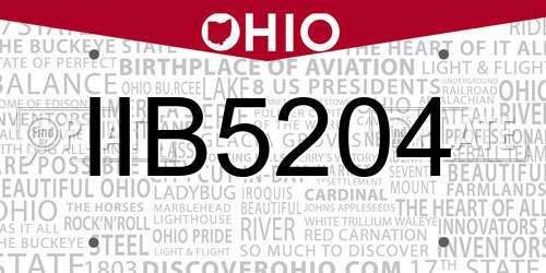 IIB5204 Ohio License Plate