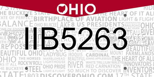 IIB5263 Ohio License Plate