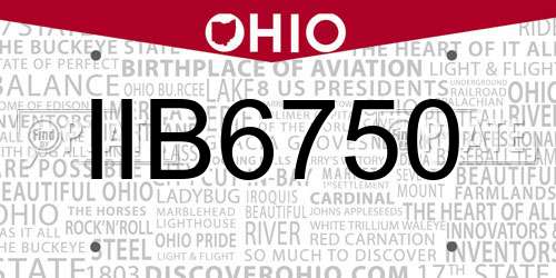 IIB6750 Ohio License Plate