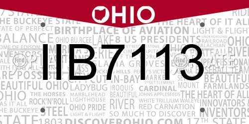 IIB7113 Ohio License Plate