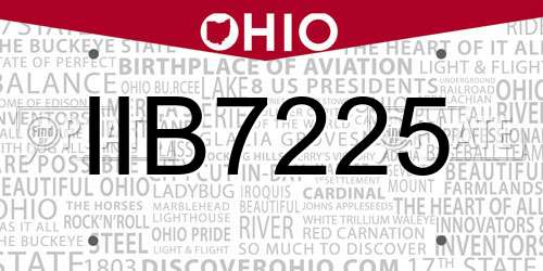 IIB7225 Ohio License Plate