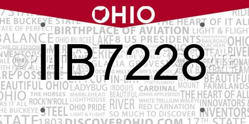 IIB7228 Ohio License Plate