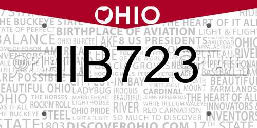IIB723 Ohio License Plate