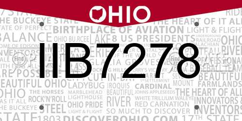 IIB7278 Ohio License Plate