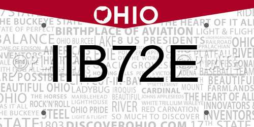 IIB72E Ohio License Plate