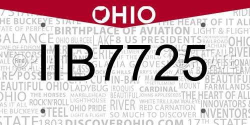 IIB7725 Ohio License Plate