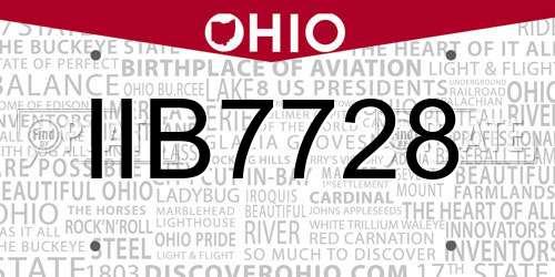 IIB7728 Ohio License Plate