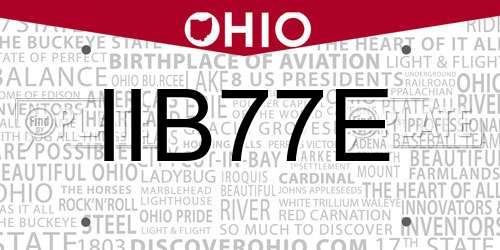 IIB77E Ohio License Plate