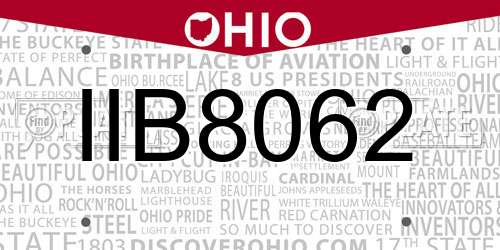 IIB8062 Ohio License Plate