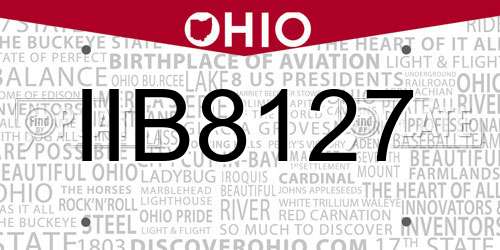 IIB8127 Ohio License Plate