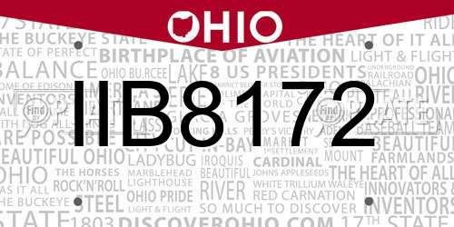 IIB8172 Ohio License Plate