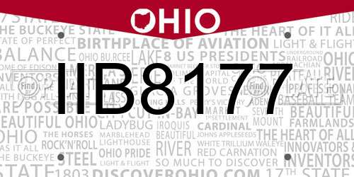 IIB8177 Ohio License Plate