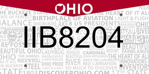 IIB8204 Ohio License Plate