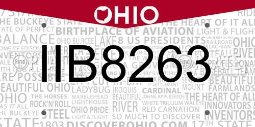 IIB8263 Ohio License Plate