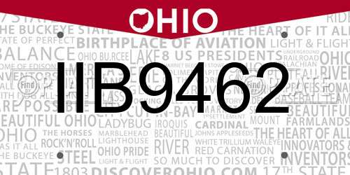 IIB9462 Ohio License Plate
