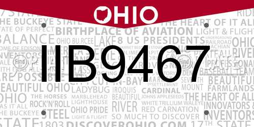 IIB9467 Ohio License Plate