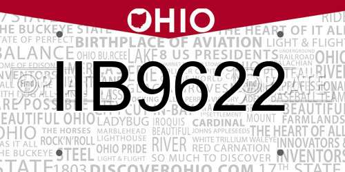 IIB9622 Ohio License Plate