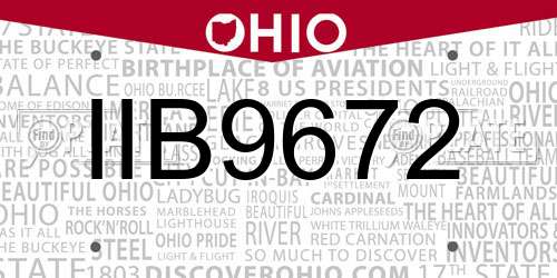 IIB9672 Ohio License Plate