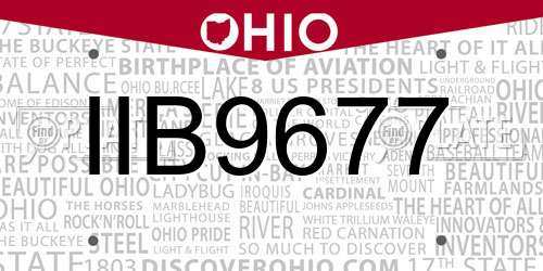 IIB9677 Ohio License Plate