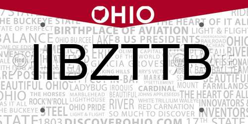 IIBZTTB Ohio License Plate