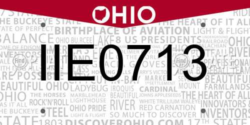 IIE0713 Ohio License Plate