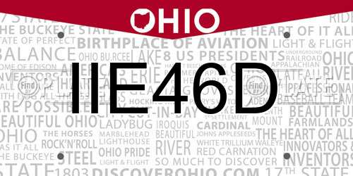 IIE46D Ohio License Plate