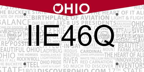 IIE46Q Ohio License Plate