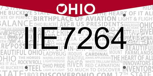 IIE7264 Ohio License Plate