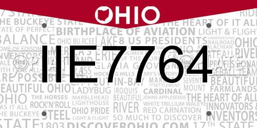 IIE7764 Ohio License Plate