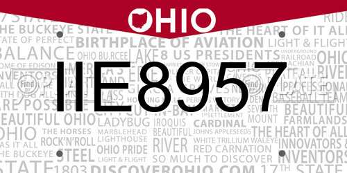 IIE8957 Ohio License Plate