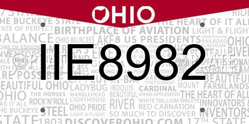 IIE8982 Ohio License Plate