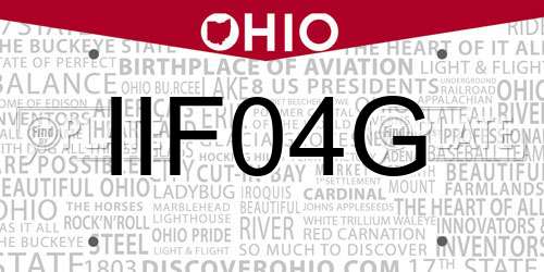 IIF04G Ohio License Plate