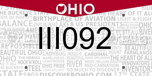 III092 Ohio License Plate