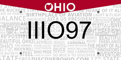 IIIO97 Ohio License Plate