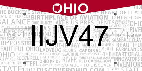 IIJV47 Ohio License Plate