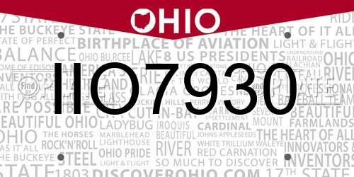 IIO7930 Ohio License Plate