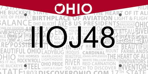 IIOJ48 Ohio License Plate