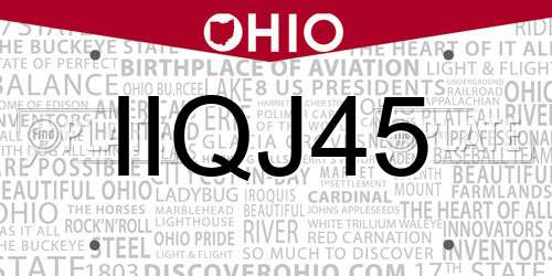 IIQJ45 Ohio License Plate