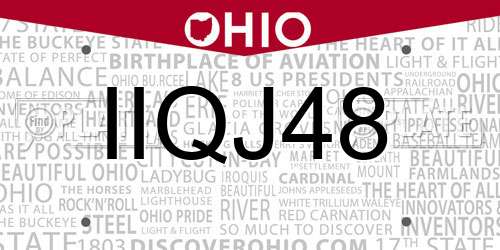 IIQJ48 Ohio License Plate