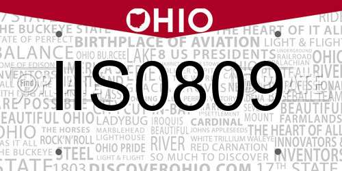 IIS0809 Ohio License Plate