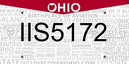 IIS5172 Ohio License Plate