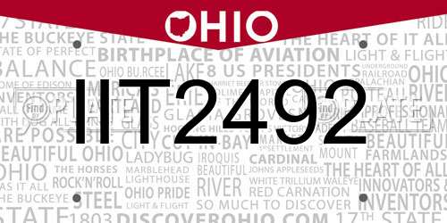 IIT2492 Ohio License Plate
