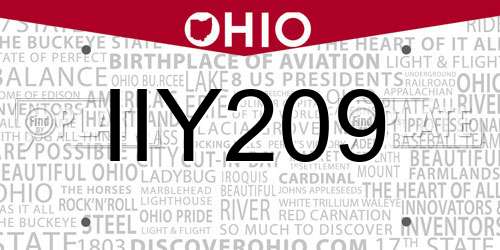 IIY209 Ohio License Plate