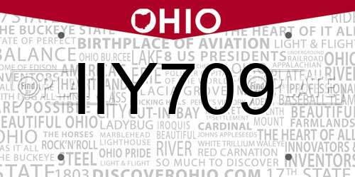 IIY709 Ohio License Plate