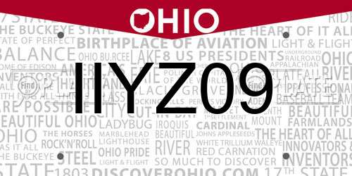 IIYZ09 Ohio License Plate