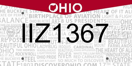 IIZ1367 Ohio License Plate